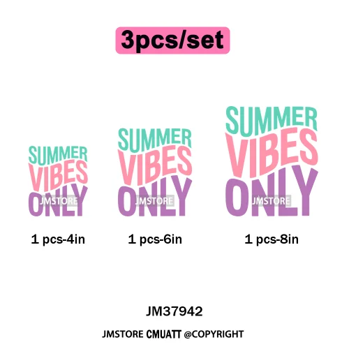 Funny Summer Quotes Sunset Palm Trees Beach Vacation Vibes Washable Iron on DTF Transfer Sticker Ready to Press for Textile Bags