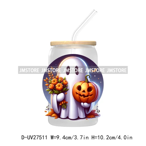 Cute Ghost Stay Spooky Halloween Pumpkin UV DTF Transfer Stickers Decals For Libbey Cold Cups Mugs Tumbler Waterproof Craft Boo