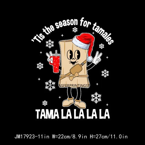 New Latin Culture Christmas Conchita It's Cold Outside No Dieta Season Calorias No Cuentan DTF Heat Transfer Sticker For Hoodies