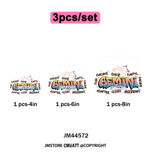 Zodiac Signs Graffiti Astrology Horoscopes Constellation  Iron on Washable DTF Transfer Sticker Ready to Press for T-shirts Bags