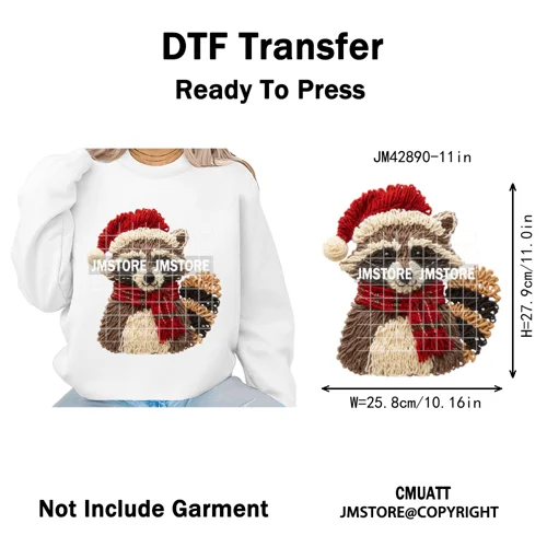 Funny Faux Yarn Crochet Christmas Tree Santa Winter Season Iron on DTF Washable Transfers Stickers Ready to Press for Textiles