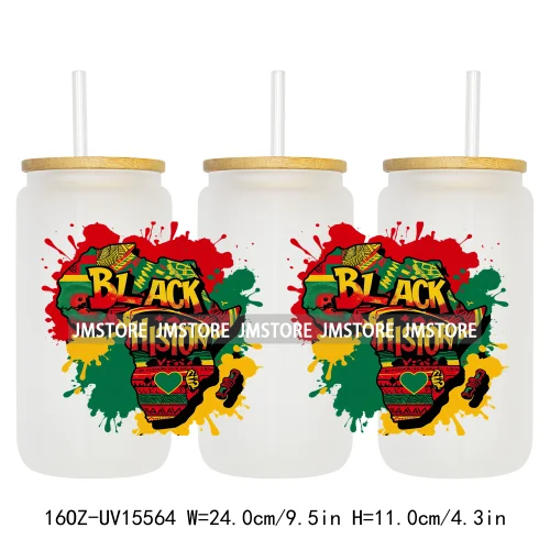 1865 Juneteenth Black History Month UV DTF Cup Wraps Ready To Apply CustomTransfer Stickers For 16OZ Libbey Glass Can Tumbler
