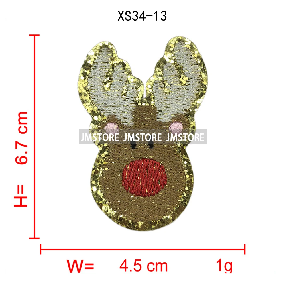 Cute Santa Claus Socks Snowman Merry Christmas Winter Vibes Glitter Sequin Iron on Embroidered Chenille Patches for Hoodies