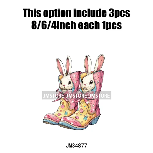 Colorful Howdy Cowboy Boots Western Easter Vibes He Is Risen Cross Bunny Iron On DTF Transfer Sticker Ready To Press For Clothes