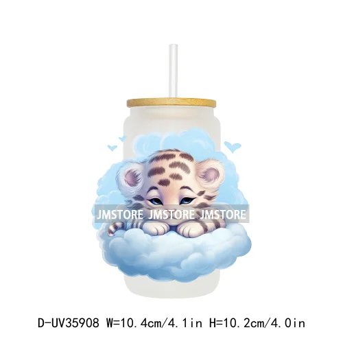 Dreamy Sleeping Baby Animals UV Sticker Decals For Libbey Cold Cups Mugs Tumbler Transfer Stickers Waterproof Top Quality Prints