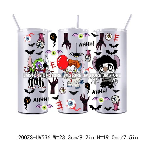 Couple Horror Character Cartoon 20OZ Straight Skinny Tumbler Wrap UV DTF Cup Wraps Custom Label Transfer Sticker Waterproof Logo