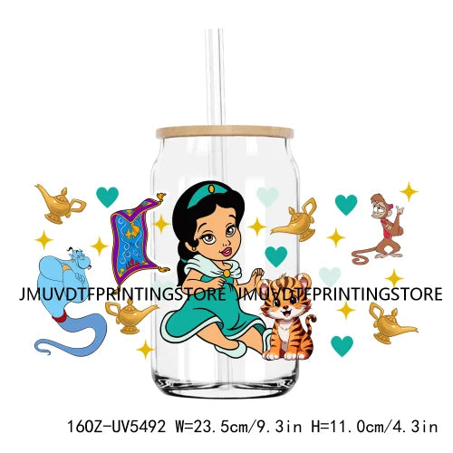 Cartoon Little Mermaid Princess Friends UV DTF Sticker For 16OZ Libbey Glass Cup Can Wrap Transfer Sticker Custom Label DIY Logo