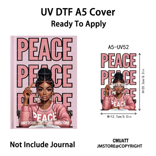 Christian God Pray Afro Girl Alphabet UV DTF Notebook Cover Decals Ready To Apply Durable Transfer Stickers For A5 Journal Cover