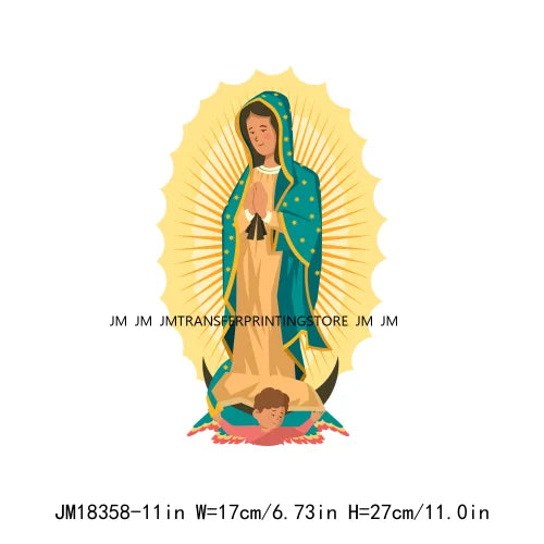 Virgencita Birgen De Guadalupe Nuestra Senora De Guadalupe  Floral Mexican Virgen Our Lady Mary DTF Transfer Sticker For Hoodies