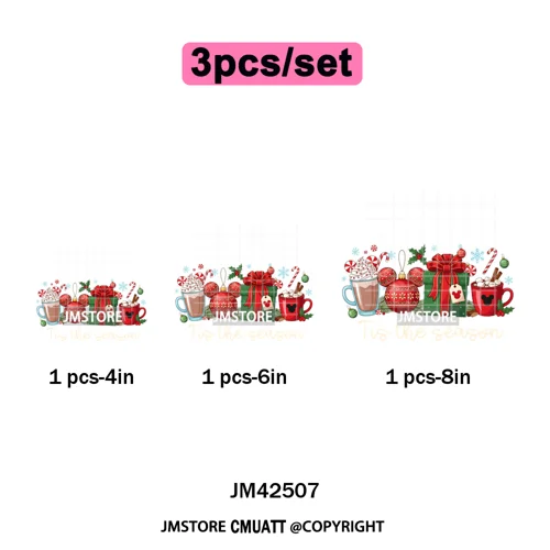 Ho Ho Ho Christmas Coquette Gifts Santa Cartoon Characters Iron on DTF Washable Transfers Stickers Ready to Press for Clothing
