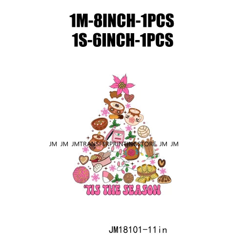 Tis The Season Pink Mexican Christmas Tamale Feliz Navidad Pan Dulce Tuki Tuki Donkey Latino Xmas Transfers Stickers For T-Shirt