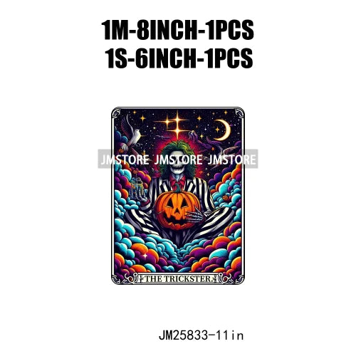 New Halloween Trickster Killer Scary Characters Tarot Cards Thermal Logos DTF Iron On Heat Press Transfers Stickers For Clothes