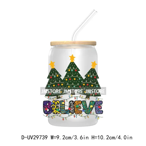 Tis the Season Santa Claus UV DTF Transfer Stickers Decals For Libbey Cold Cups Mugs Tumbler Waterproof Merry Christmas Vibes