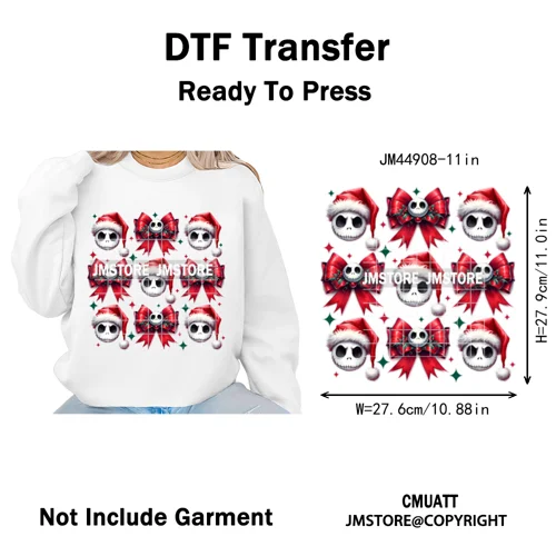 Cartoon Movie Friends Coquette Merry Christmas Sandy Claws Iron on Washable DTF Heat Transfer Sticker Ready to Press for Hoodies
