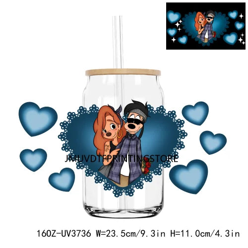 Cartoon Movie Characters Best Friends UV DTF Sticker For 16OZ Libbey Glass Cup Can Wrap Transfer Sticker Custom Labels DIY Logo