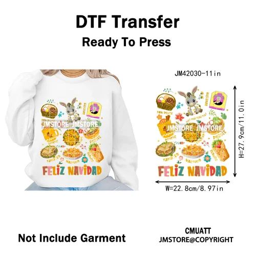 Tis The Season Pan Dulce Mexican Xmas Tuki Donkey Spanish Christmas Latin Iron on DTF Transfers Stickers Ready to Press for Text
