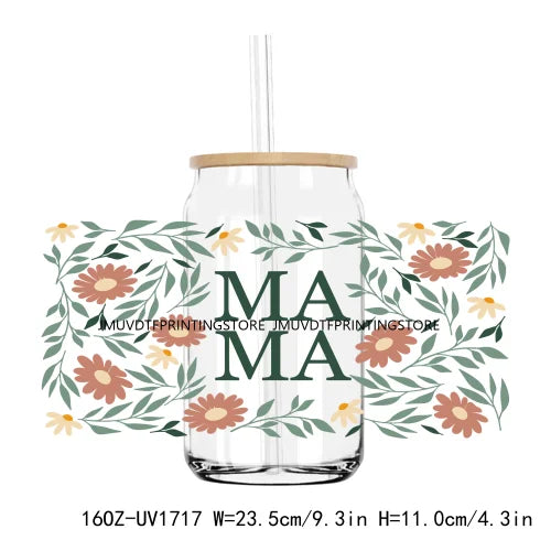 Thankful Mama With Sunflowers 16OZ UV DTF Cup Wrap Transfers Stickers Custom Labels DIY Waterproof Logo For Libbey Glass Can