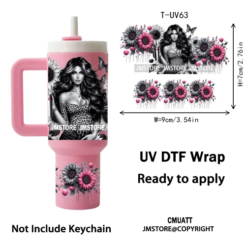Butterfly Sunflower Girl UV DTF Mini Tumbler Keychain Wraps Ready To Press High Quality Wraps UV Stickers for Tumbler Keychain