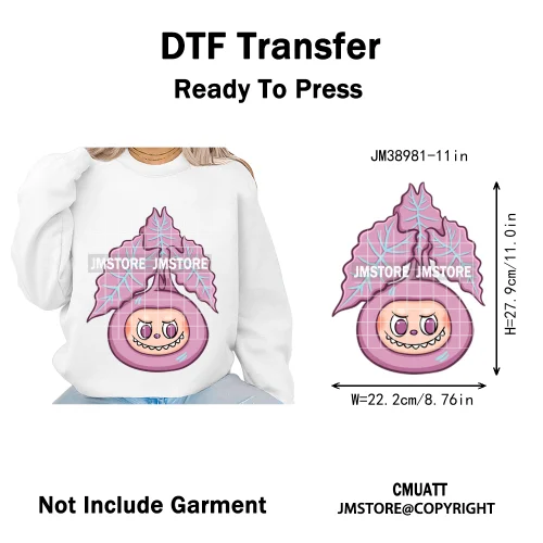 Cartoon Princess Girly Flowers Checkered Doll Characters Iron on DTF Washable Heat Transfer Stickers Ready to Press for Clothing