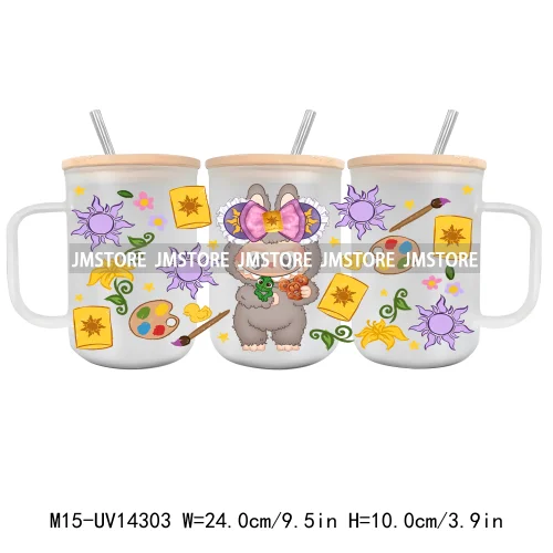 Cartoon Monsters Doll 15OZ Glass Mug UV DTF Cup Wrap Ready To Apply Waterproof High Quality Custom Prints For Mugs Cup Tumbler