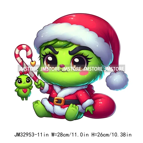 Santa Hat Candy Cane Mistletoe Cartoon Character Christmas Season Iron On DTF Transfers Stickers Ready To Press For Clothes Bags