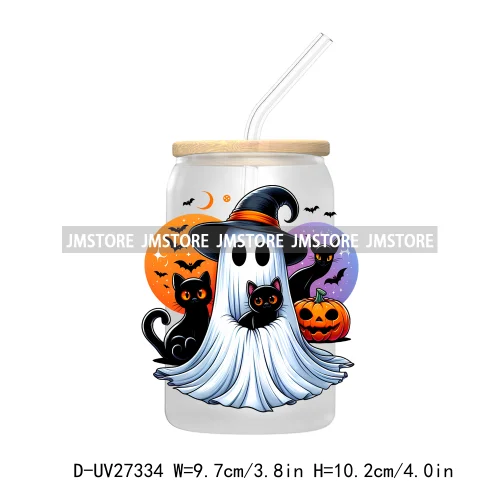 Spooky Ghost Halloween Autumn Pumpkin Season UV DTF Transfer Stickers Decals For Libbey Cold Cups Mugs Tumbler Black Cats Boo