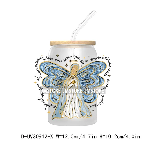 Jesus Is The Reason Christmas Cross Bow UV DTF Transfer Stickers Decals For Libbey Cold Cups Mugs Tumbler Waterproof Bible Verse