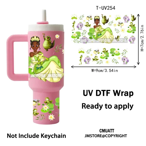 Princess Mirror Coquette Bow Family Vacation UV DTF Wraps Ready To Use Transfer Stickers Waterproof For Mini Tumbler Keychain