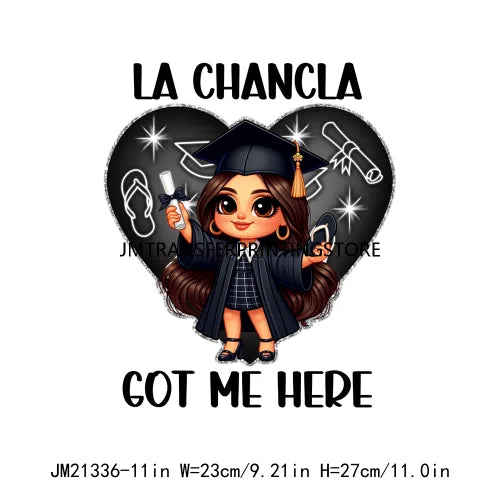 Chicana Chola Educated Latina Graduation Girl Mexican Culture Iron On Stickers Chingona y con Diploma DTF Transfers For Garment