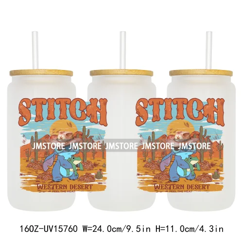 Retro Cartoon Western Summer Vibes UV DTF Cup Wraps Ready To Apply Waterproof Transfer Stickers For 16OZ Libbey Glass Can Mugs