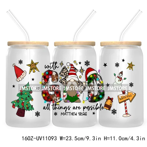 Candy Cane Christmas Club 16OZ UV DTF Cup Wrap Waterproof Transfer Stickers For Libbey Glass Can Football Mom Game Day Christmas