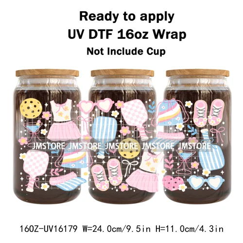 Preppy Lemon Summer Girly Beach Bookish UV DTF Wraps Transfer Sticker Custom Waterproof Logo For 16OZ Libbey Glass Can Tumbler