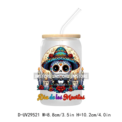 Mexican Culture Day Of The Dead UV DTF Transfer Stickers Decals For Libbey Cold Cups Mugs Tumbler Festive Mexico Sugar Skull