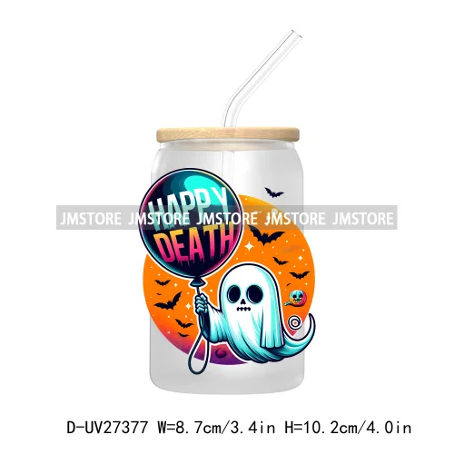 Funny Witch Ghosts Halloween Bat UV DTF Transfer Stickers Decals For Libbey Cold Cups Mugs Tumbler Waterproof Craft Spooky Vibes