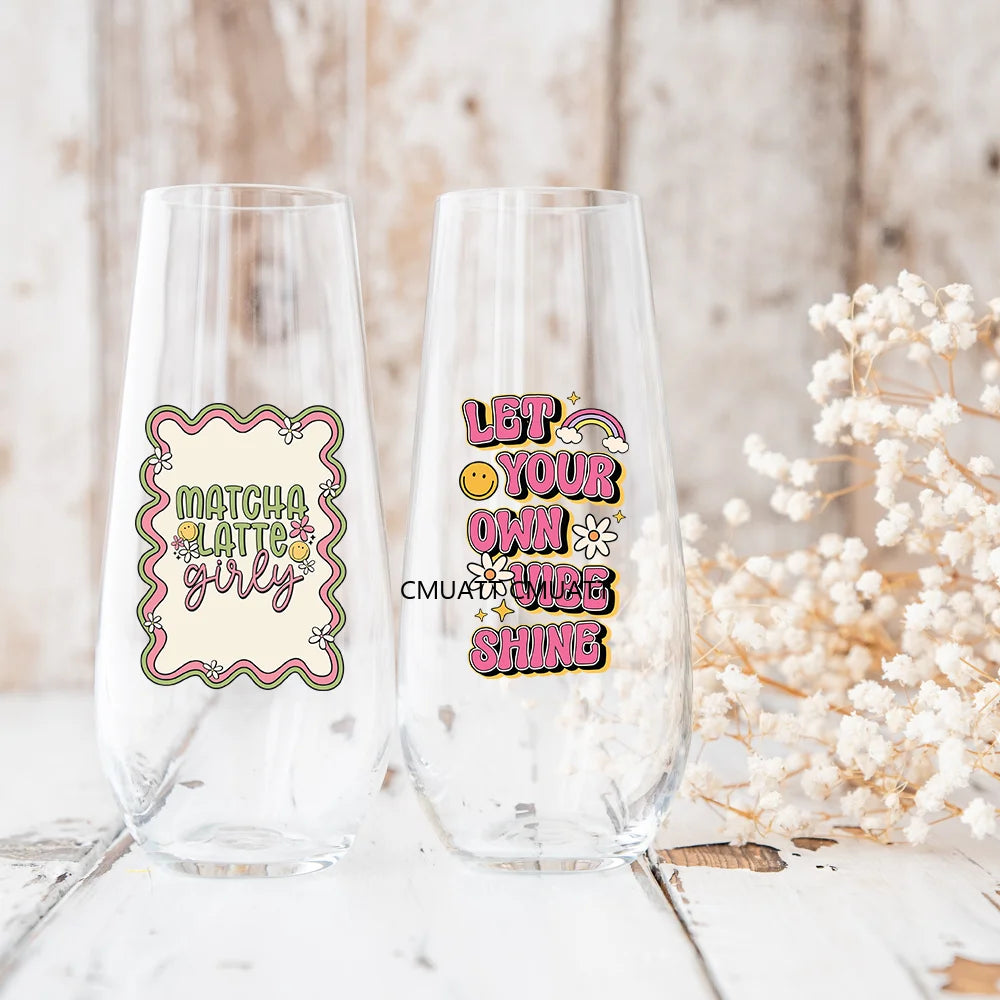 Double Sided Color UV DTF Cup Wraps 16OZ Bulk Waterproof Wholesale Custom Cartoon Cute Princess Mug Glass Water Bottles Sticker