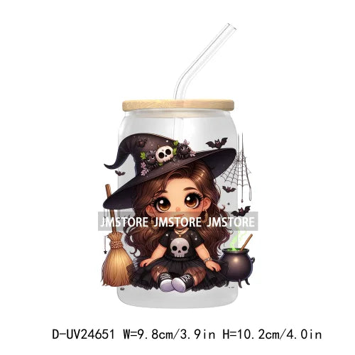 Halloween Latina Princess UV DTF Transfer Stickers Decals For Libbey Cold Cups Mugs Tumbler Custom Waterproof DIY Labels Pumpkin