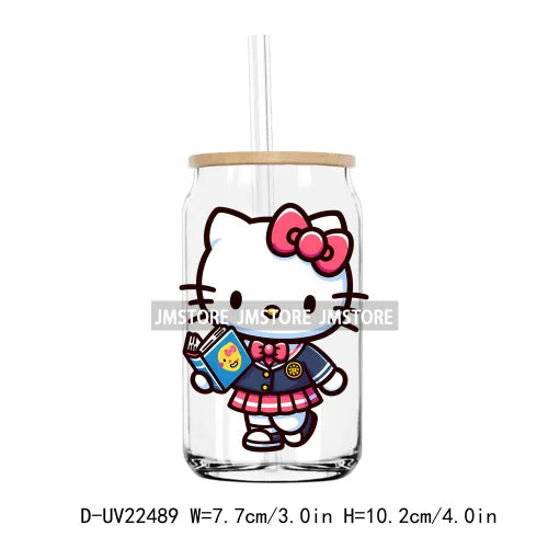 100 Days Of School Cartoon Cats With Book UV DTF Transfers Stickers Decals For Libbey Cold Cup Mugs Tumbler Waterproof DIY Craft