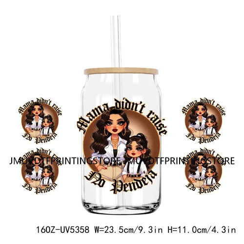 Mother's Day Daughter Son Latina Mexican Mama 16OZ UV DTF Cup Wrap Transfer Sticker Custom Waterproof Logo For Libbey Glass Can