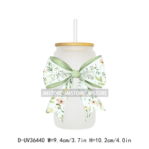 Colorful Bow Ribbon Bridal Birthday UV Sticker Decals For Libbey Cold Cups Mugs Tumbler Transfer Stickers Waterproof DIY Prints