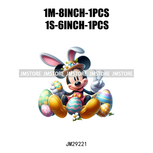 Cartoon Easter Mouse Egg Flowers Iron On DTF Transfers Stickers Ready To Press For Sweatshirt Bags