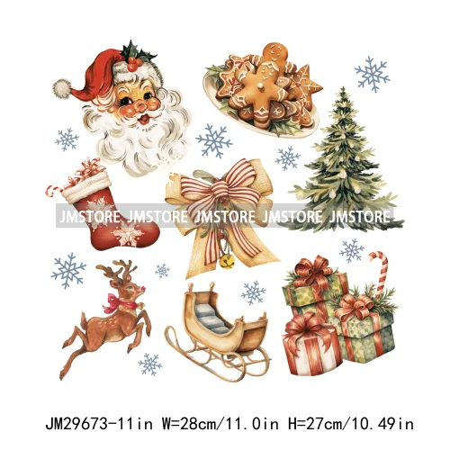 Christmas Santa Red Coquette Highland Cow Xmas Holly Jolly Vibes Iron On DTF Transfers Stickers Ready To Press For T-shirts