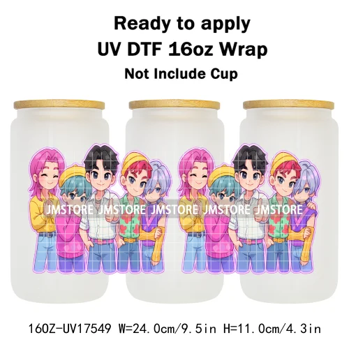 Kpop Demon Boy Band Soda Pop Hunter Girls 16OZ UV DTF Cup Wraps Ready To Apply Waterproof Transfer Stickers For Libbey Glass Can
