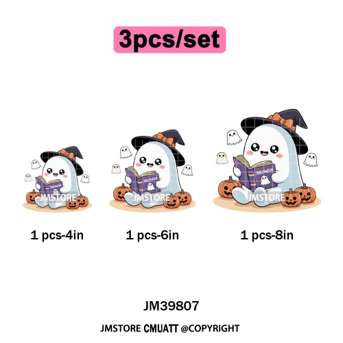 Spooky Coffee Lover Halloween Coquette Pumpkins Witches Ghost Iron on DTF Washable Transfers Stickers Ready to Press for Clothes