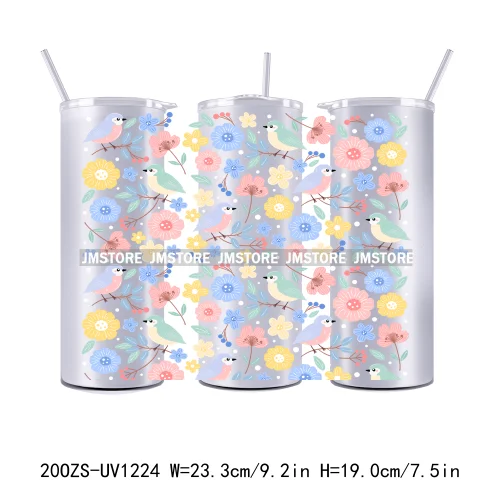 Coquette Bow Flowers Book Lover UV DTF Tumbler Wraps Durable Ready To Apply Transfer Stickers For 20OZ Straight Skinny Tumblers