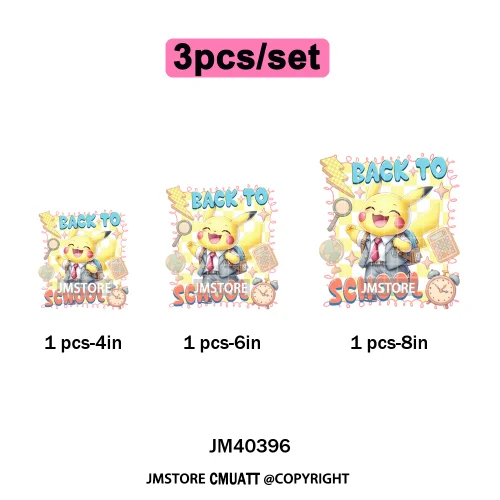 Colorful Checkered Cartoon First Day of School Design Kid Back To School Iron on DTF Transfer Sticker Ready to Press for Clothes