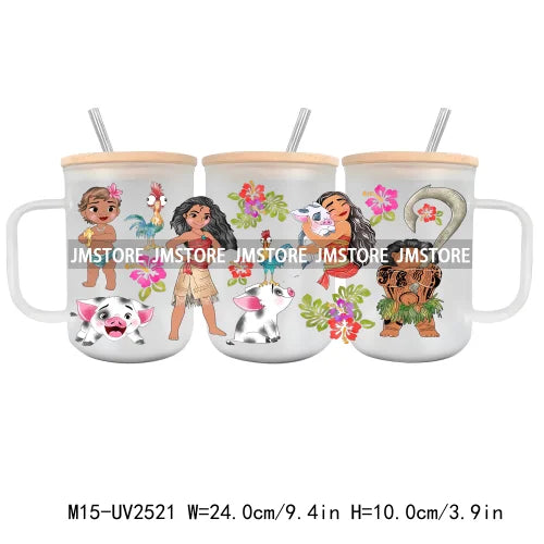 Cartoon Baby Little Princess UV DTF Glass Can Wrap For 15OZ Mug Glass Cup Transfer Stickers DIY Custom Logo Labels Magic Kingdom