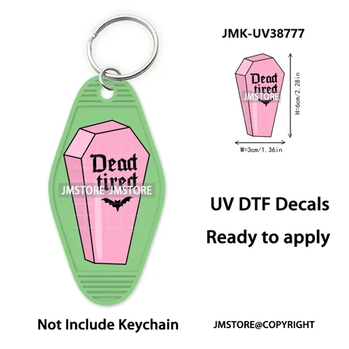 Fall Halloween Quotes Spooky Boo UV DTF Motel Keychain Decal Ready To Ship Durable Transfer Stickers Prints For Hotel Keychain