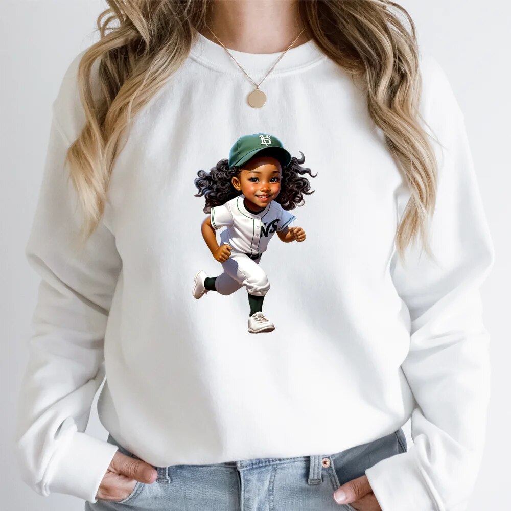 Afro Cut Sport Girl Football Baseball Sticker Heat Press American Afro Sport Kids DTF Transfers For Bags Hoodies