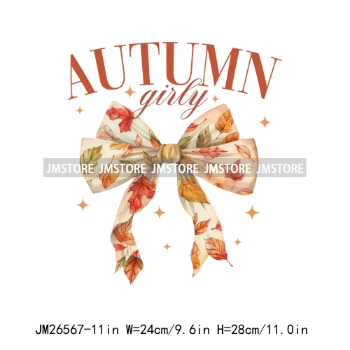 Fall Floral Coquette Bow Religious Jesus Autumn Girly Take Me To Pumpkin Patch DTF Iron On Transfers Stickers For T-shirt Bags