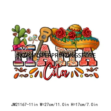 Viva Mexico Cinco De Drinko Logos Mama Cita Cowhide Western Spicy Taco Bout Party Iron On DTF Transfer Stickers For Sweatshirt